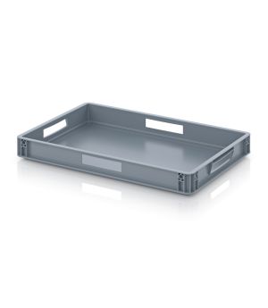 Eurobehälter geschlossen EG 64/75 HO in silbergrau (RAL 7001), 600 × 400 mm
