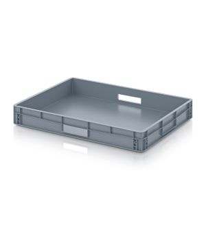 Eurobehälter geschlossen EG 86/12 HG HO in silbergrau (RAL 7001), 800 × 600 mm