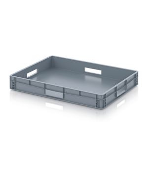 Eurobehälter geschlossen EG 86/12 HO in silbergrau (RAL 7001), 800 × 600 mm