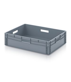 Eurobehälter geschlossen EG 86/22 HO in silbergrau (RAL 7001), 800 × 600 mm