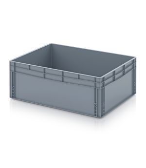 Eurobehälter geschlossen EG 86/32 HG in silbergrau (RAL 7001), 800 × 600 mm