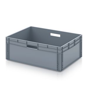 Eurobehälter geschlossen EG 86/32 HG HO in silbergrau (RAL 7001), 800 × 600 mm