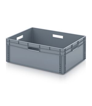 Eurobehälter geschlossen EG 86/32 HO in silbergrau (RAL 7001), 800 × 600 mm
