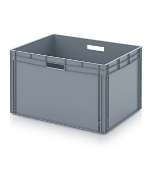 Eurobehälter geschlossen EG 86/52 HG HO in silbergrau (RAL 7001), 800 × 600 mm