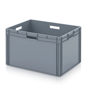 Eurobehälter geschlossen EG 86/52 HO in silbergrau (RAL 7001), 800 × 600 mm