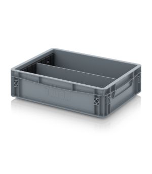 Eurobehälter mit Längsteiler EG GEF LT 4312 HG in silbergrau (RAL 7001), 400 × 300 mm