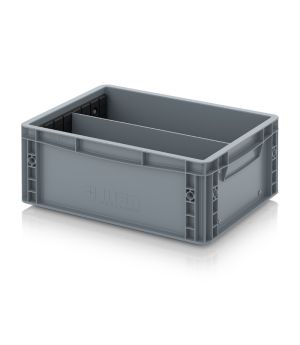 Eurobehälter mit Längsteiler EG GEF LT 4317 HG in silbergrau (RAL 7001), 400 × 300 mm