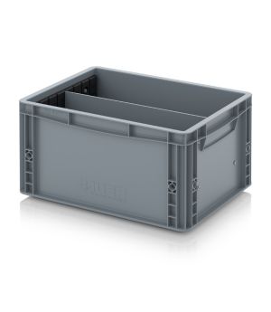 Eurobehälter mit Längsteiler EG GEF LT 4322 HG in silbergrau (RAL 7001), 400 × 300 mm