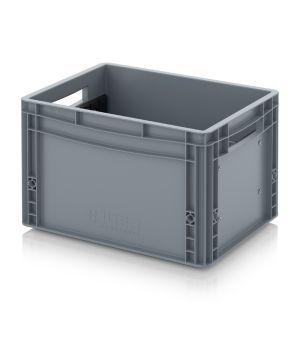 Eurobehälter mit Längsteiler EG GEF LT 4327 in silbergrau (RAL 7001), 400 × 300 mm