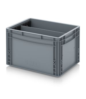Eurobehälter mit Längsteiler EG GEF LT 4327 HG in silbergrau (RAL 7001), 400 × 300 mm