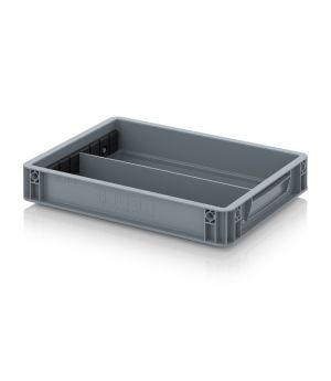 Eurobehälter mit Längsteiler EG GEF LT 4375 HG in silbergrau (RAL 7001), 400 × 300 mm