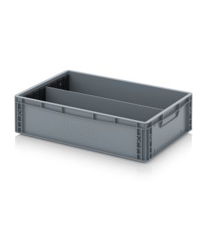 Eurobehälter mit Längsteiler EG GEF LT 6417 HG in silbergrau (RAL 7001), 600 × 400 mm