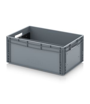 Eurobehälter mit Längsteiler EG GEF LT 6427 in silbergrau (RAL 7001), 600 × 400 mm