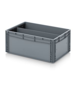 Eurobehälter mit Längsteiler EG GEF LT 6427 HG in silbergrau (RAL 7001), 600 × 400 mm