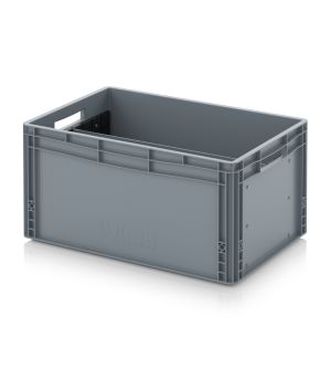 Eurobehälter mit Längsteiler EG GEF LT 6432 in silbergrau (RAL 7001), 600 × 400 mm