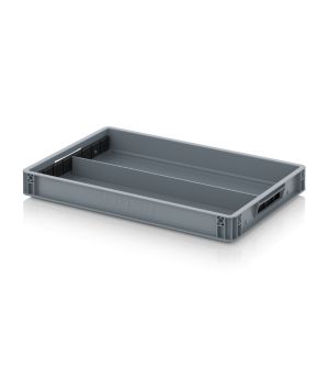Eurobehälter mit Längsteiler EG GEF LT 6475 in silbergrau (RAL 7001), 600 × 400 mm