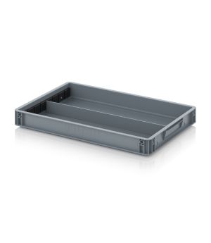 Eurobehälter mit Längsteiler EG GEF LT 6475 HG in silbergrau (RAL 7001), 600 × 400 mm