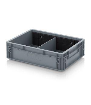 Eurobehälter mit Querteiler EG GEF QT 4312 HG in silbergrau (RAL 7001), 400 × 300 mm