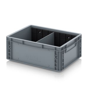 Eurobehälter mit Querteiler EG GEF QT 4317 HG in silbergrau (RAL 7001), 400 × 300 mm
