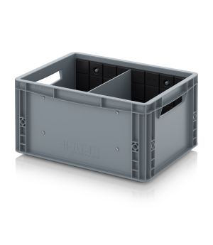 Eurobehälter mit Querteiler EG GEF QT 4322 in silbergrau (RAL 7001), 400 × 300 mm