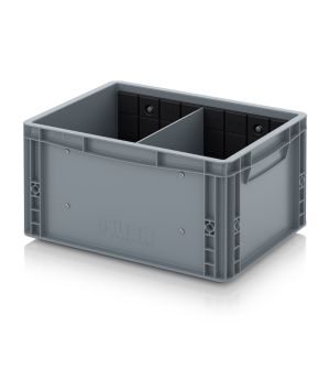 Eurobehälter mit Querteiler EG GEF QT 4322 HG in silbergrau (RAL 7001), 400 × 300 mm