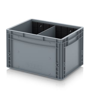 Eurobehälter mit Querteiler EG GEF QT 4327 HG in silbergrau (RAL 7001), 400 × 300 mm