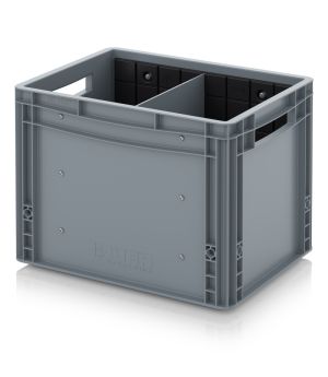 Eurobehälter mit Querteiler EG GEF QT 4332 in silbergrau (RAL 7001), 400 × 300 mm