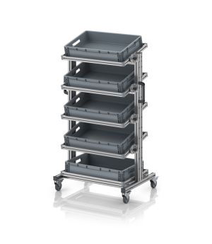 Systemwagen für Eurobehälter 60 x 40 Höhe 134 cm, neigbar EG SWN 134 6412, 834 × 550 mm