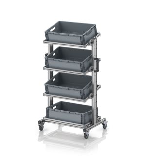 Systemwagen für Eurobehälter 60 x 40 Höhe 134 cm, neigbar EG SWN 134 6417, 834 × 550 mm