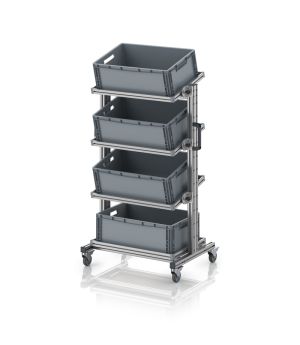 Systemwagen für Eurobehälter 60 x 40 Höhe 134 cm, neigbar EG SWN 134 6422, 834 × 550 mm