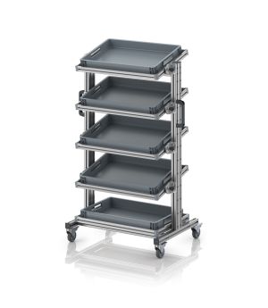 Systemwagen für Eurobehälter 60 x 40 Höhe 134 cm, neigbar EG SWN 134 6475, 834 × 550 mm