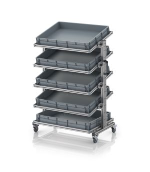 Systemwagen für Eurobehälter 80 x 60 Höhe 134 cm, neigbar EG SWN 134 8612, 834 × 550 mm