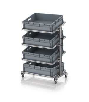 Systemwagen für Eurobehälter 80 x 60 Höhe 134 cm, neigbar EG SWN 134 8622, 834 × 550 mm