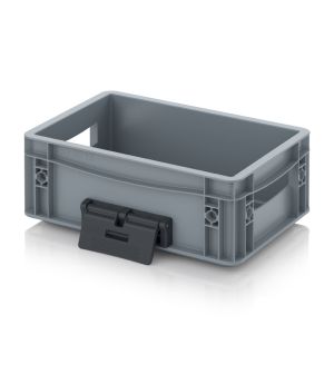 Eurobehälter geschlossen mit Verknüpfungssystem EG VL 32/12 in silbergrau (RAL 7001), 300 × 200 mm