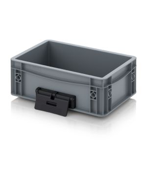 Eurobehälter geschlossen mit Verknüpfungssystem EG VL 32/12 HG in silbergrau (RAL 7001), 300 × 200 mm