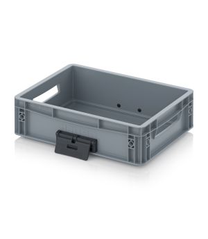 Eurobehälter geschlossen mit Verknüpfungssystem EG VL 43/12 in silbergrau (RAL 7001), 400 × 300 mm