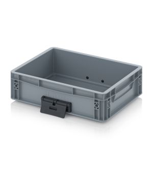 Eurobehälter geschlossen mit Verknüpfungssystem EG VL 43/12 HG in silbergrau (RAL 7001), 400 × 300 mm