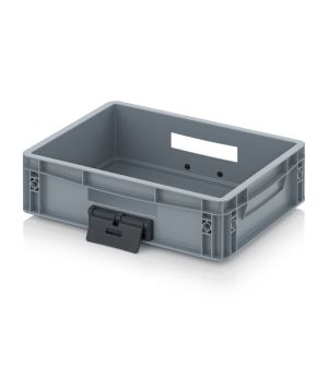 Eurobehälter geschlossen mit Verknüpfungssystem EG VL 43/12 HG HO in silbergrau (RAL 7001), 400 × 300 mm