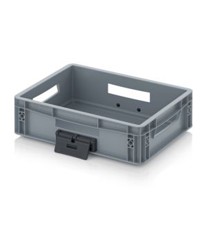 Eurobehälter geschlossen mit Verknüpfungssystem EG VL 43/12 HO in silbergrau (RAL 7001), 400 × 300 mm