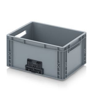 Eurobehälter geschlossen mit Verknüpfungssystem EG VL 43/22 in silbergrau (RAL 7001), 400 × 300 mm
