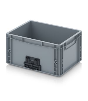 Eurobehälter geschlossen mit Verknüpfungssystem EG VL 43/22 HG in silbergrau (RAL 7001), 400 × 300 mm