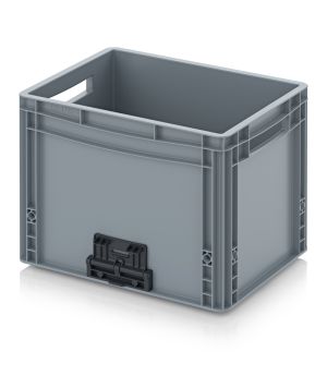 Eurobehälter geschlossen mit Verknüpfungssystem EG VL 43/32 in silbergrau (RAL 7001), 400 × 300 mm