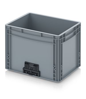 Eurobehälter geschlossen mit Verknüpfungssystem EG VL 43/32 HG in silbergrau (RAL 7001), 400 × 300 mm