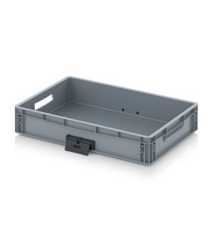 Eurobehälter geschlossen mit Verknüpfungssystem EG VL 64/12 in silbergrau (RAL 7001), 600 × 400 mm