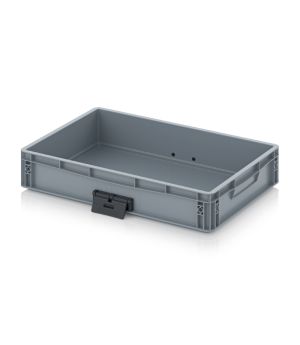 Eurobehälter geschlossen mit Verknüpfungssystem EG VL 64/12 HG in silbergrau (RAL 7001), 600 × 400 mm
