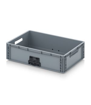 Eurobehälter geschlossen mit Verknüpfungssystem EG VL 64/17 in silbergrau (RAL 7001), 600 × 400 mm