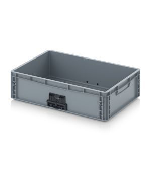 Eurobehälter geschlossen mit Verknüpfungssystem EG VL 64/17 HG in silbergrau (RAL 7001), 600 × 400 mm