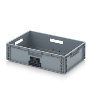 Eurobehälter geschlossen mit Verknüpfungssystem EG VL 64/17 HO in silbergrau (RAL 7001), 600 × 400 mm