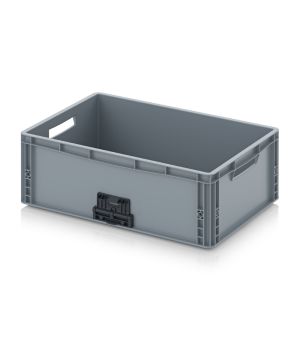 Eurobehälter geschlossen mit Verknüpfungssystem EG VL 64/22 in silbergrau (RAL 7001), 600 × 400 mm