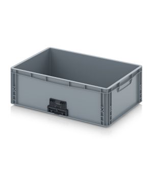 Eurobehälter geschlossen mit Verknüpfungssystem EG VL 64/22 HG in silbergrau (RAL 7001), 600 × 400 mm